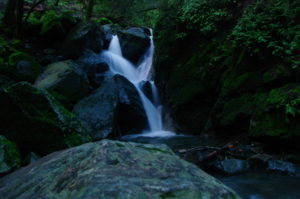 Water falling over rocks