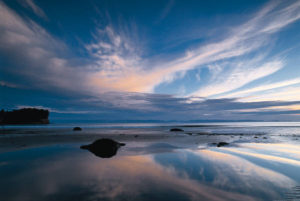 clouds reflecting on lake